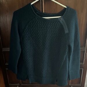 LOFT Black Textured Crew Neck Sweater